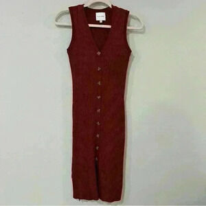 Pink Rose Midi Button Down Burnt Orange Rustic Red Dress Size Medium